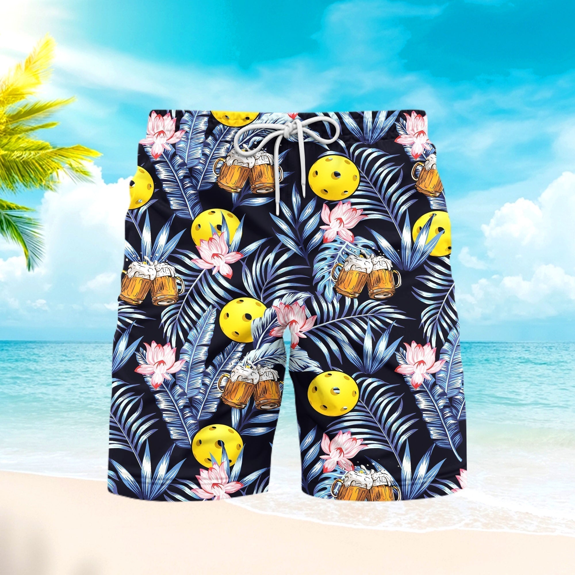 Pickleball Beer Beach Shorts For Men