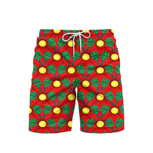 Pickleball Red Beach Shorts For Men