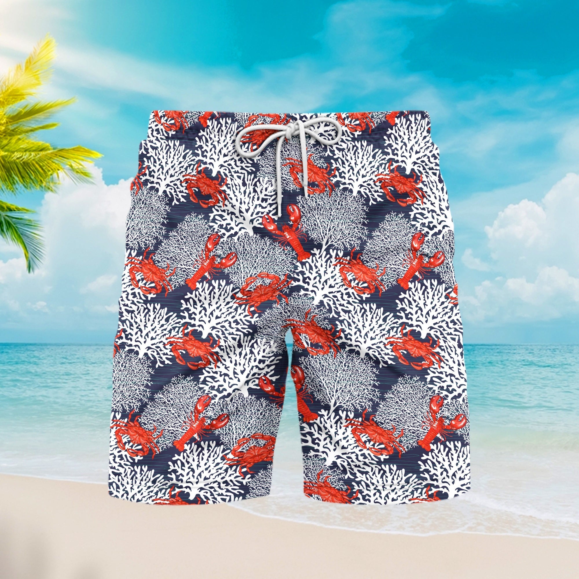 Funny Crabs And Lobsters Summer Beach Shorts For Men