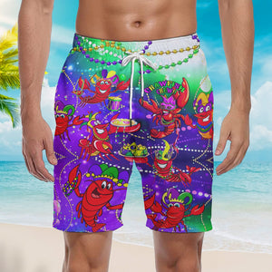 Mardi Gras Crawfish Crew Beach Shorts For Men