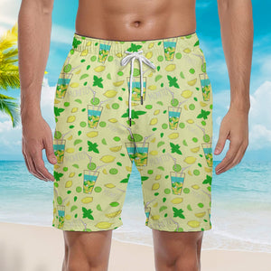 Mojito Cocktail Lemon Green Beach Shorts For Men