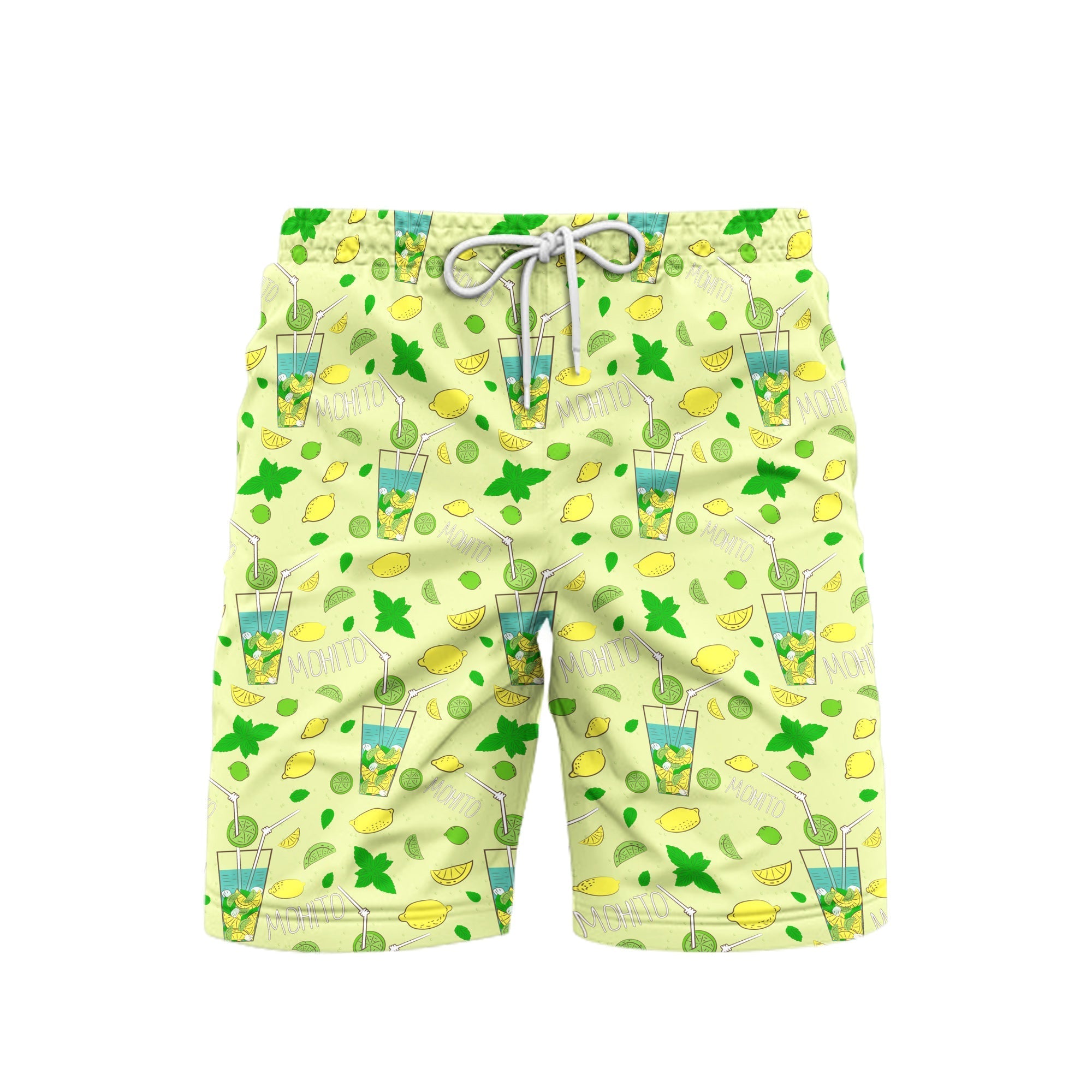 Mojito Cocktail Lemon Green Beach Shorts For Men