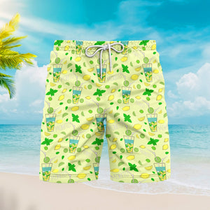 Mojito Cocktail Lemon Green Beach Shorts For Men