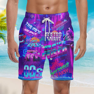 I love 80s Music Party Beach Shorts For Men