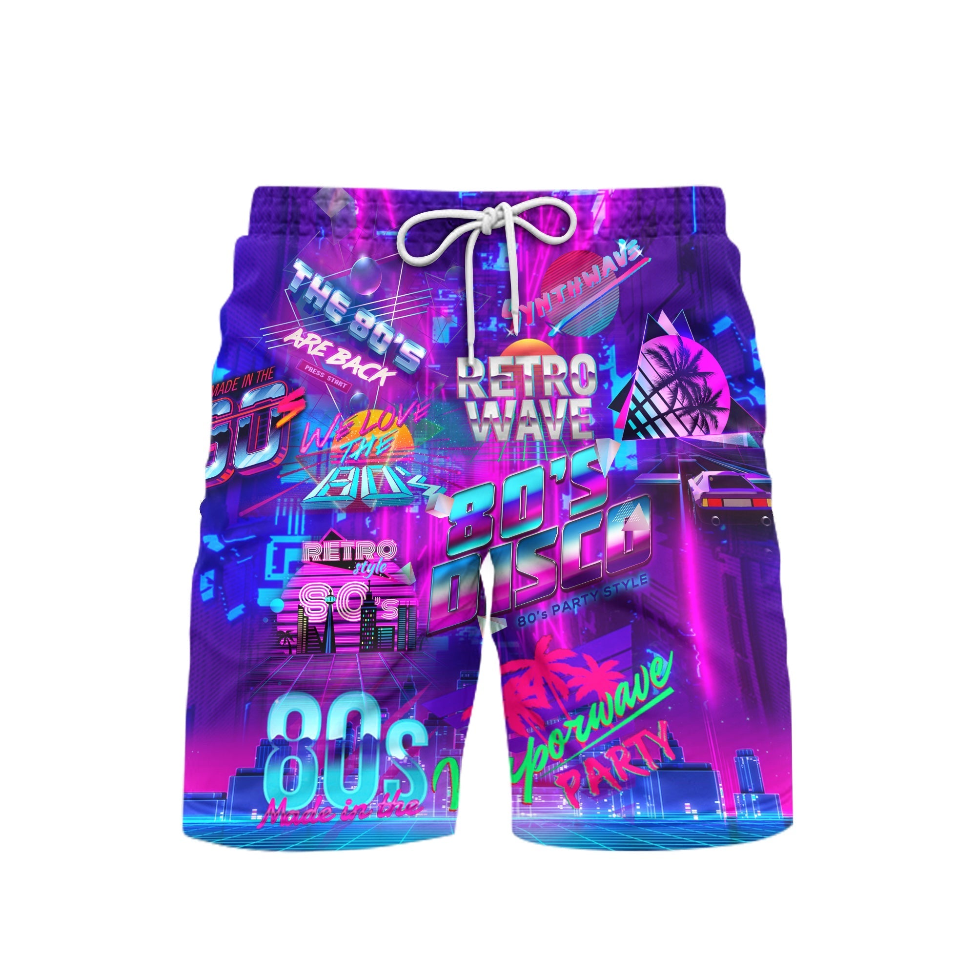 I love 80s Music Party Beach Shorts For Men
