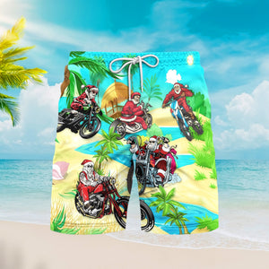 Santa Bike Motocross Christmas In July Beach Shorts For Men