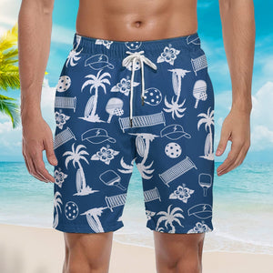 Blue Tropical Palm Tree Beach Shorts For Men