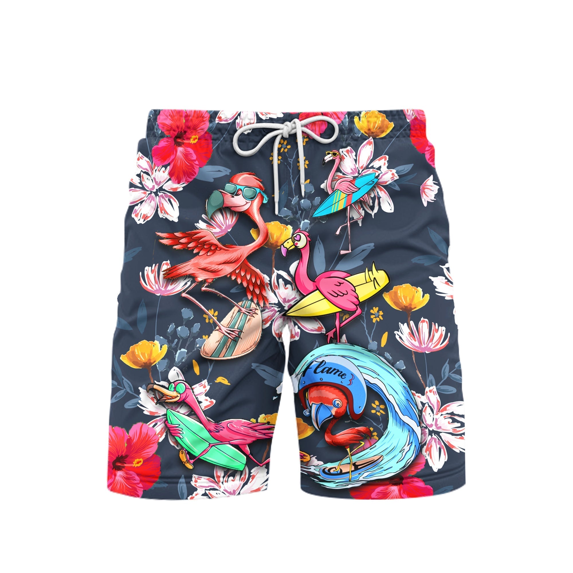 Surfing Flamingo You Can't Stop The Waves But You Can Learn To Surf Beach Shorts For Men