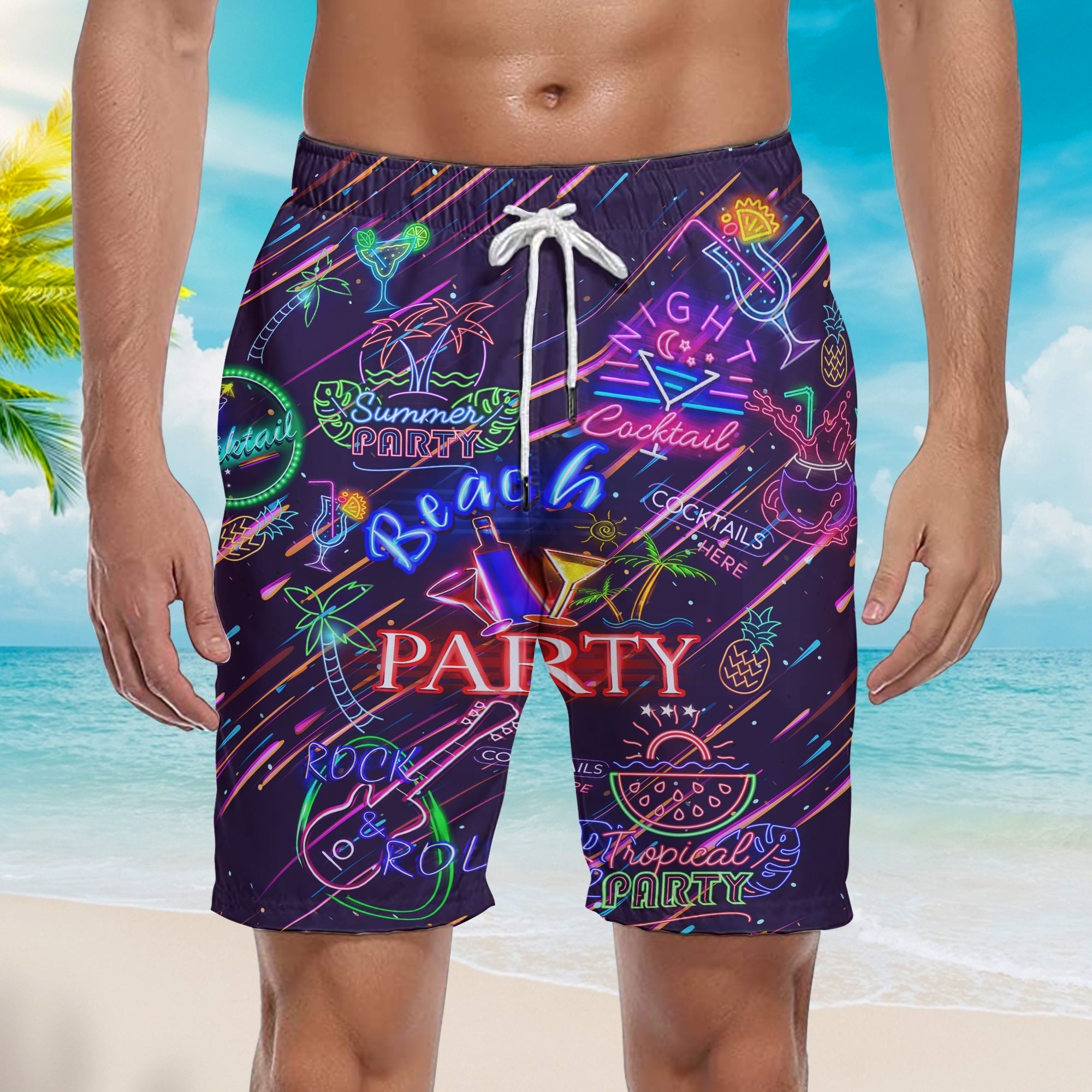Lets Go To The Cocktail Beach Party Beach Shorts For Men