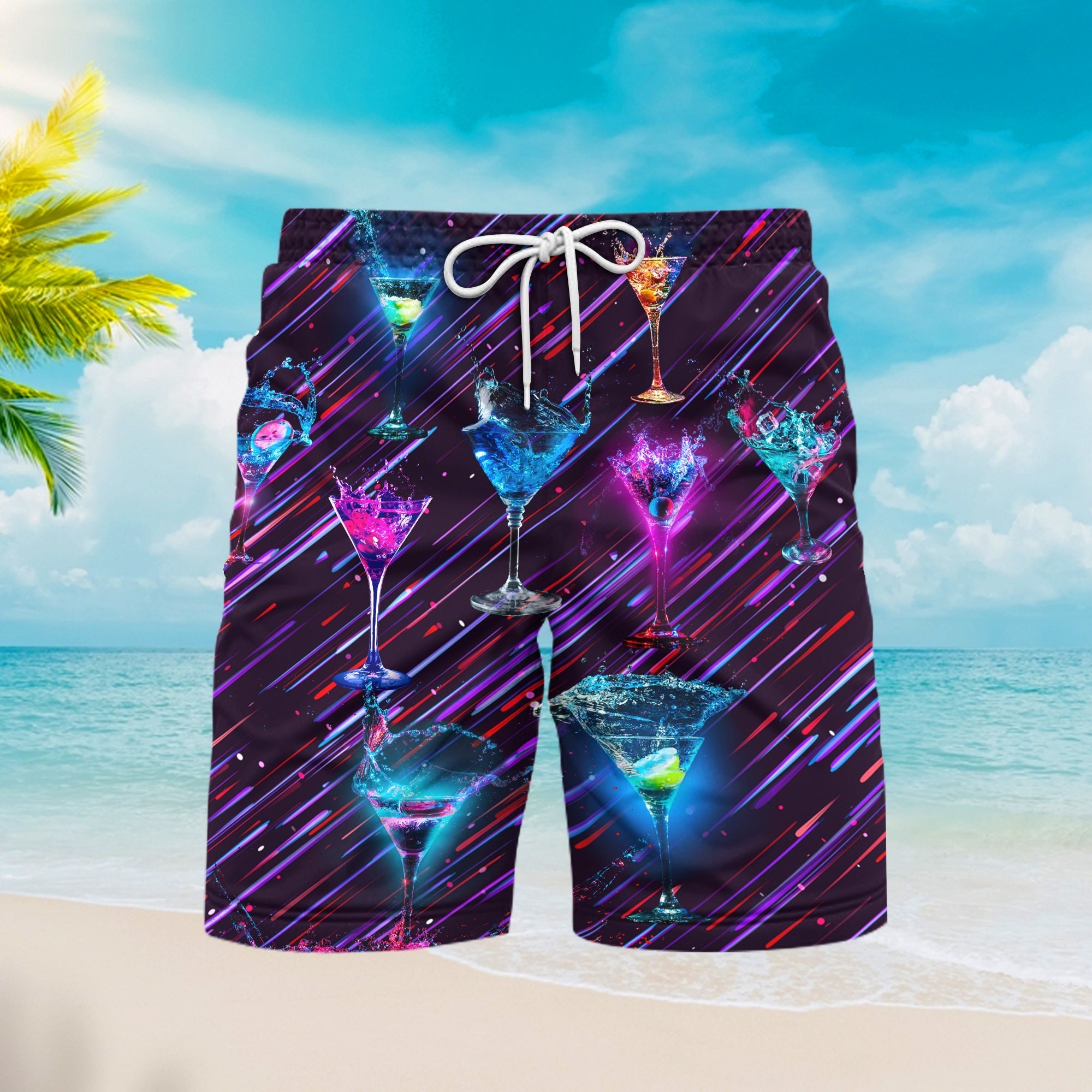 Splashing Cocktail Beach Shorts For Men