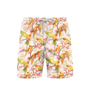 Parrots Flower Beach Shorts For Men