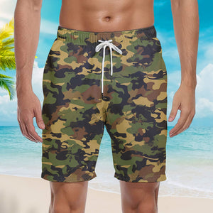 Green Camo Beach Shorts For Men