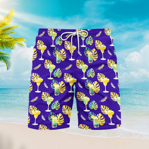 Margarita Tequila Leaf Purple Beach Shorts For Men