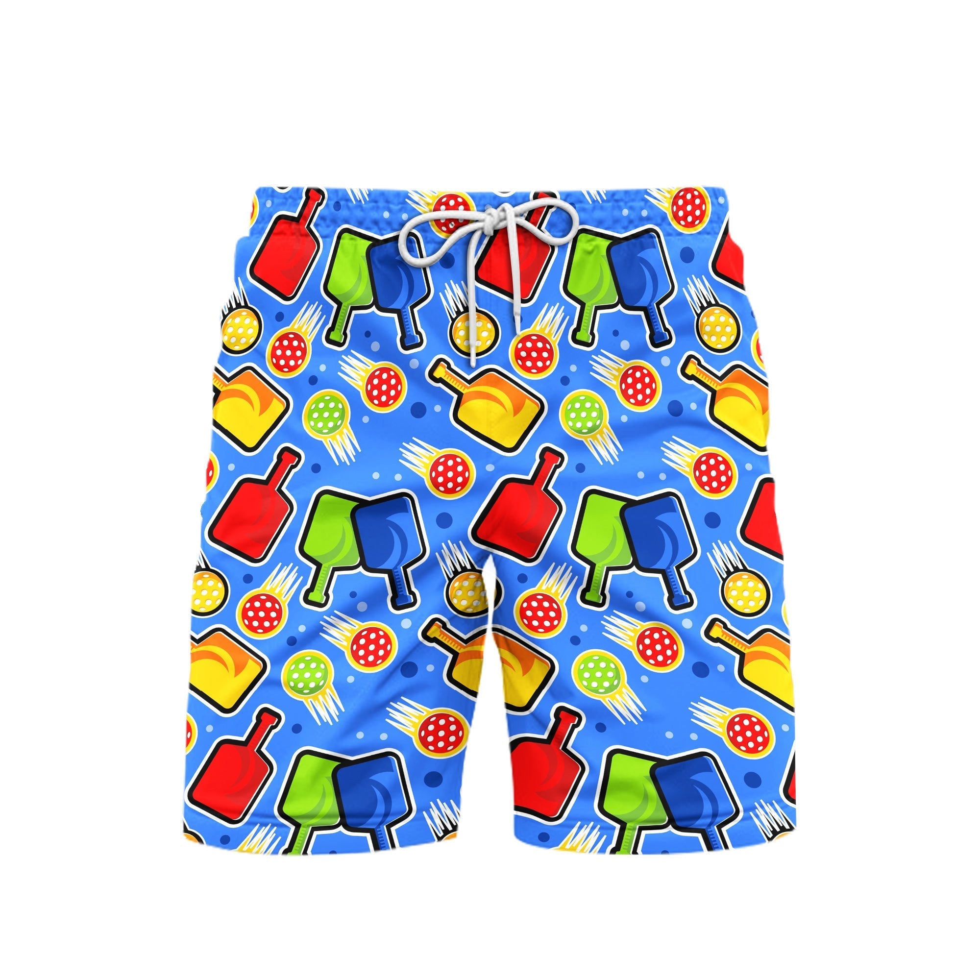 Colorful Pickleball Paddles Beach Shorts For Men