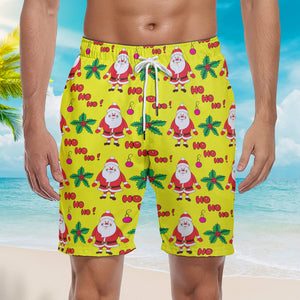 Yellow Christmas Let It Snow Beach Shorts For Men