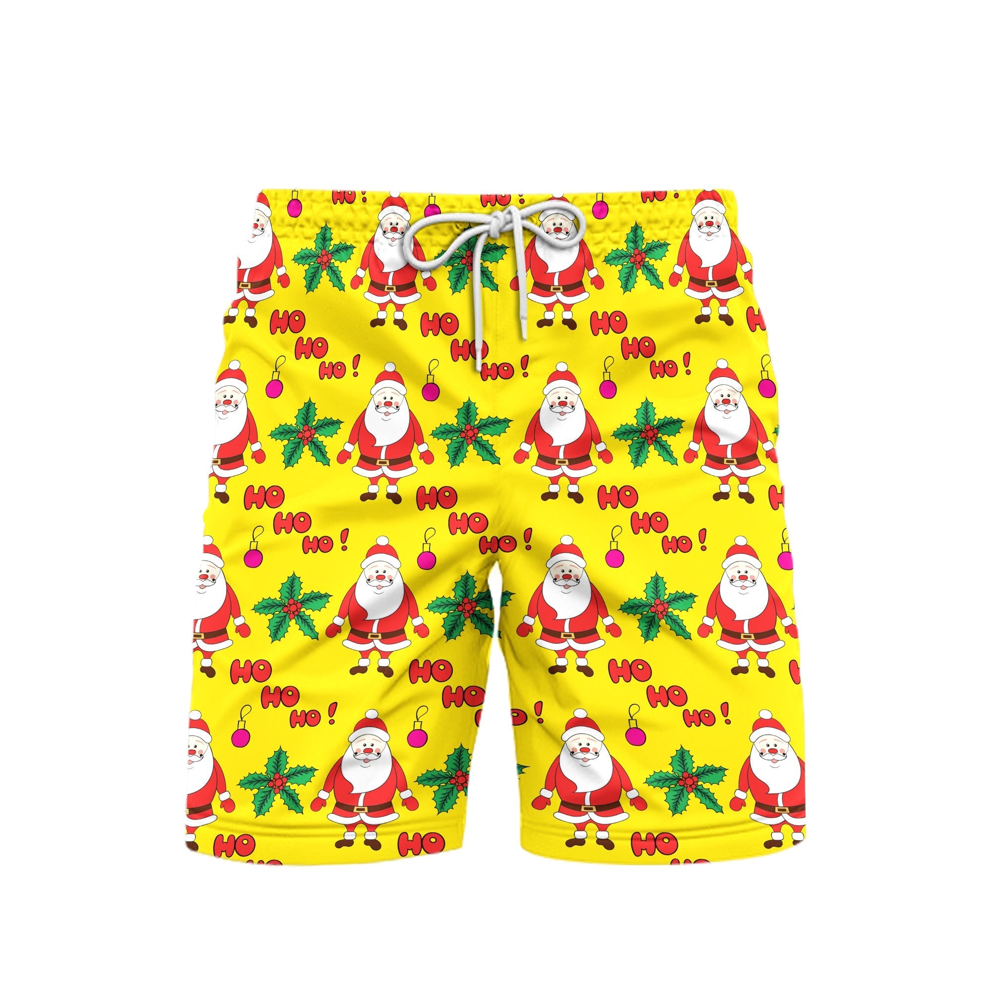 Yellow Christmas Let It Snow Beach Shorts For Men