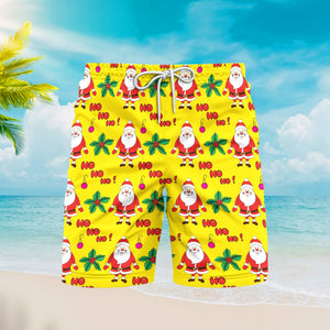 Yellow Christmas Let It Snow Beach Shorts For Men