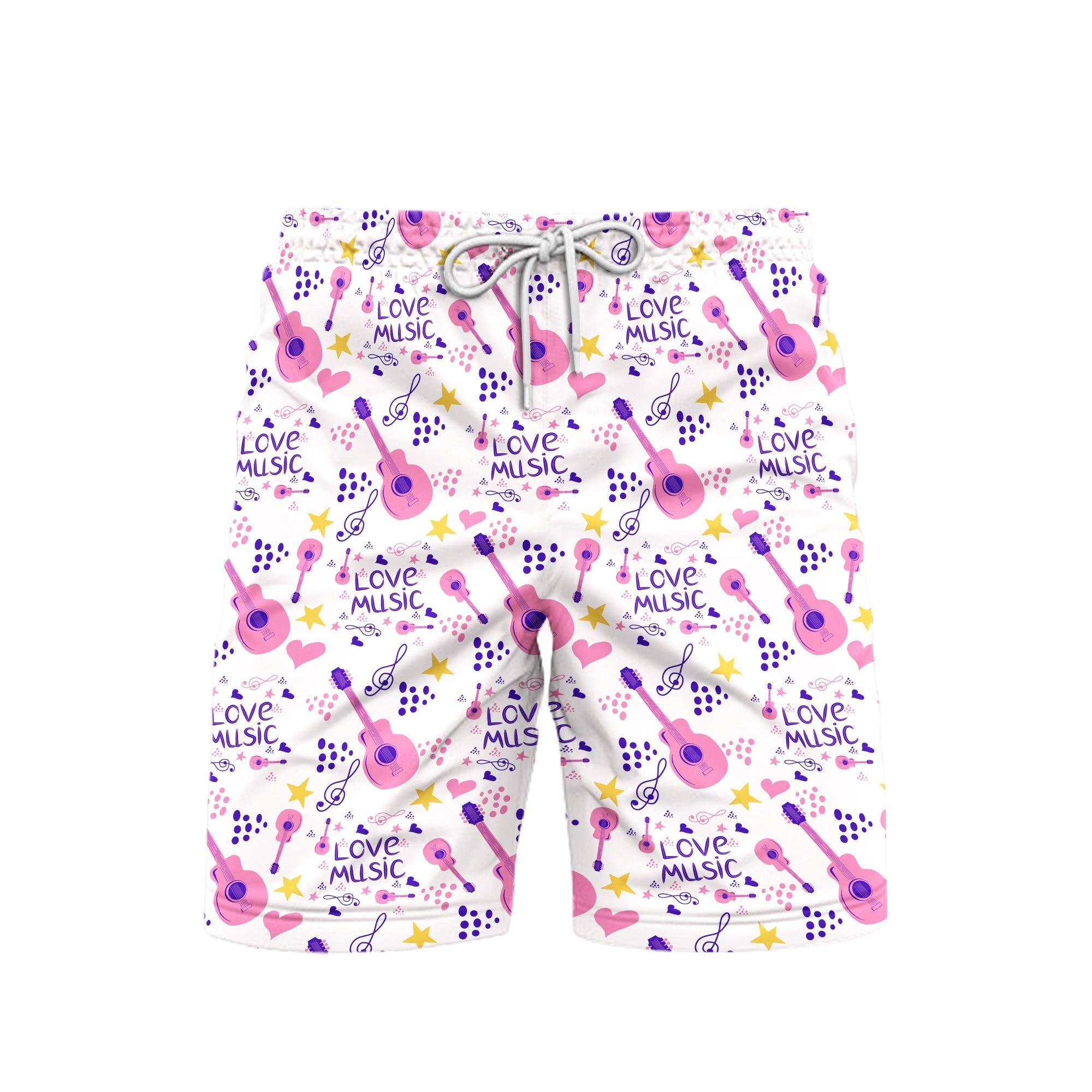 Love Music Country Guitar Beach Shorts For Men