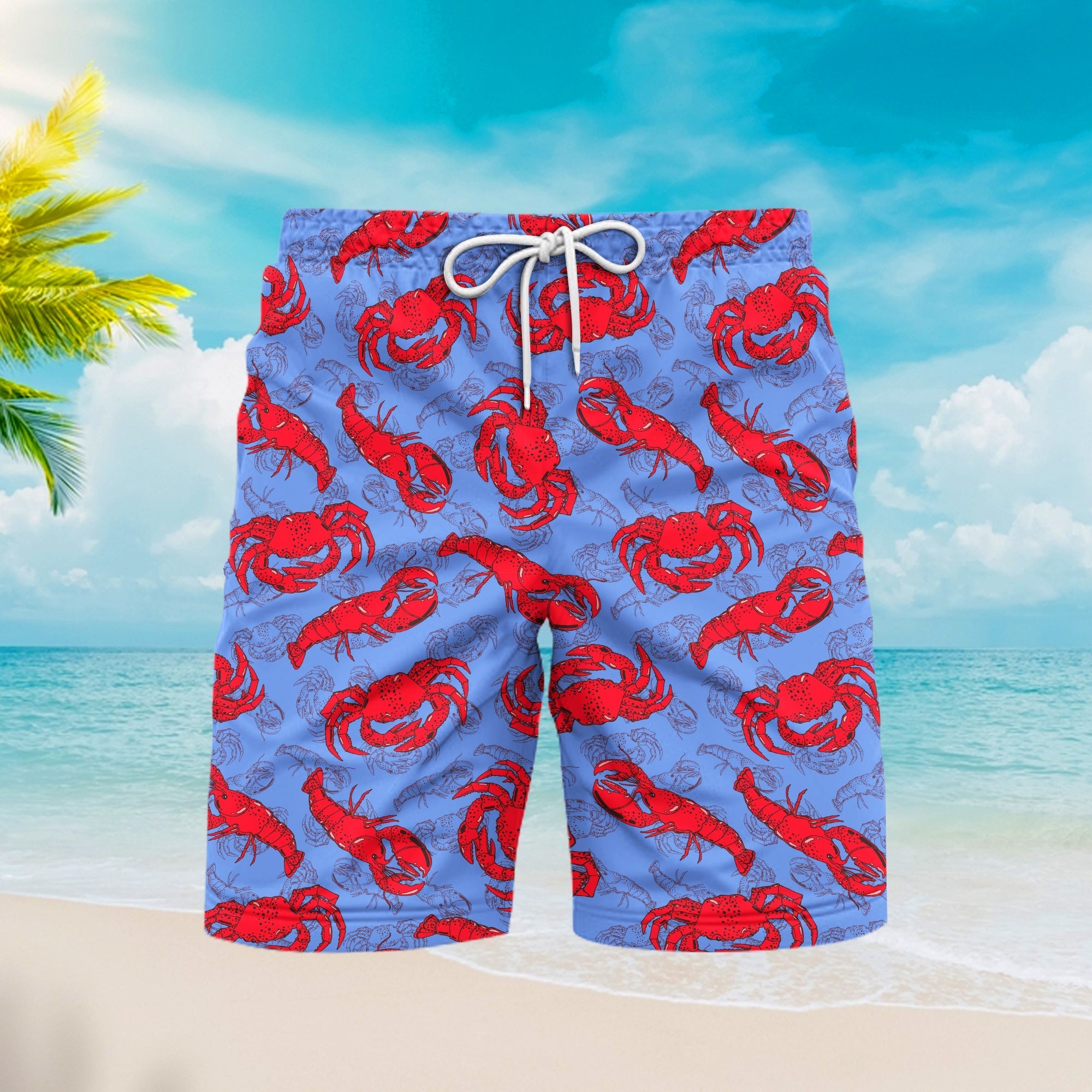Funny Lobster And Crab Beach Shorts For Men