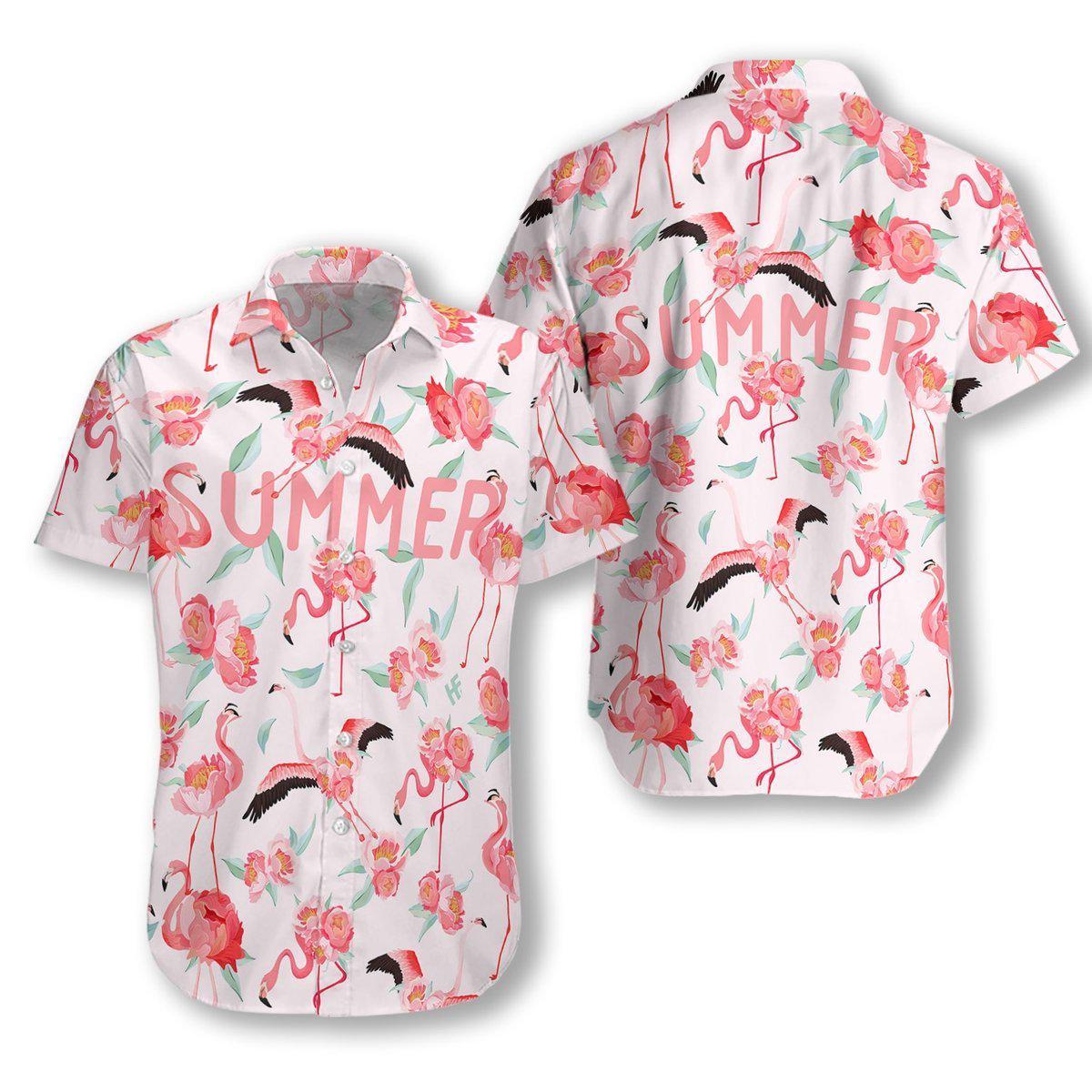 Summer Pink Flamingo Hawaiian Shirt For Men & Women