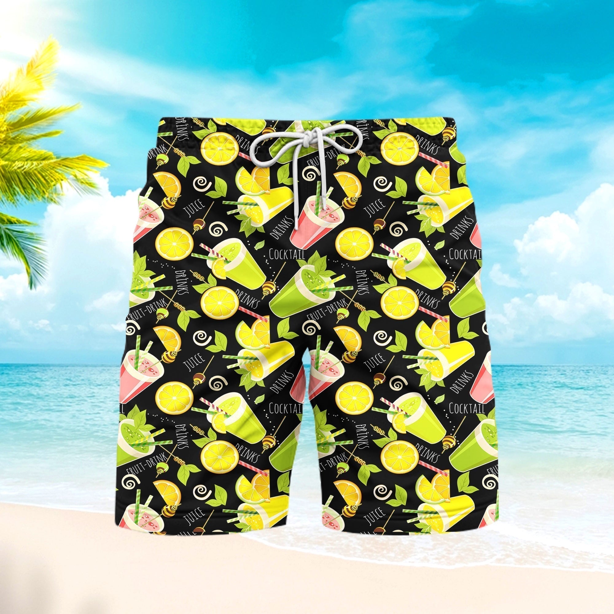 Tropical Detox Cocktail Beach Shorts For Men